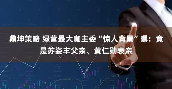 鼎坤策略 绿营最大咖主委“惊人背景”曝：竟是苏姿丰父亲、黄仁勋表亲